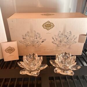 Crystal Lotus Candle Holder (Shannon Crystal by Godinger), Set of 2